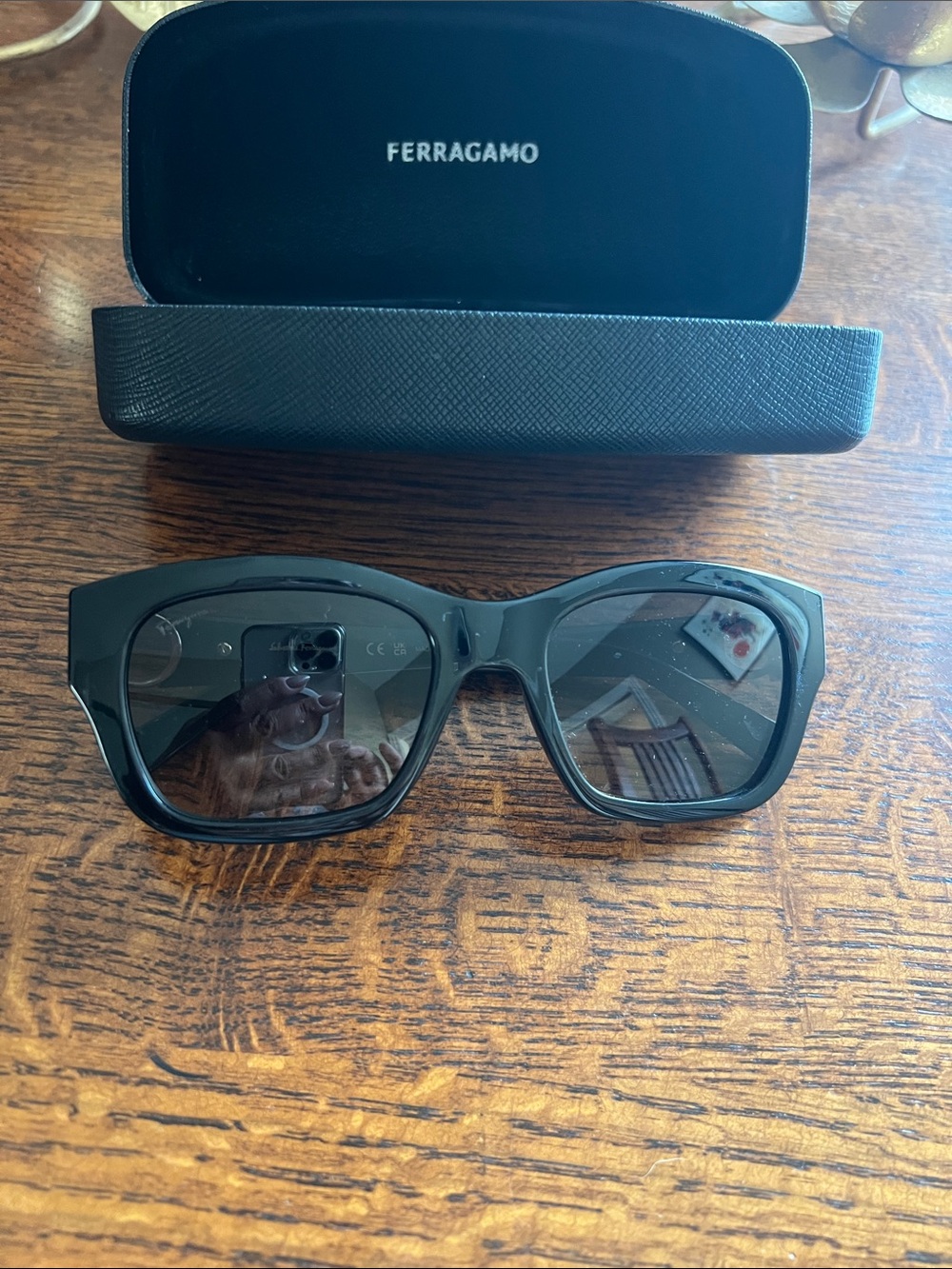 Salvatore Ferragamo Black Oversized Square Sunglasses